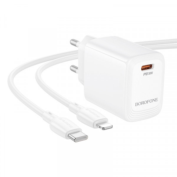 Мережевий зарядний пристрій BOROFONE BN28 Fuente single port PD30W charger (EU) White
