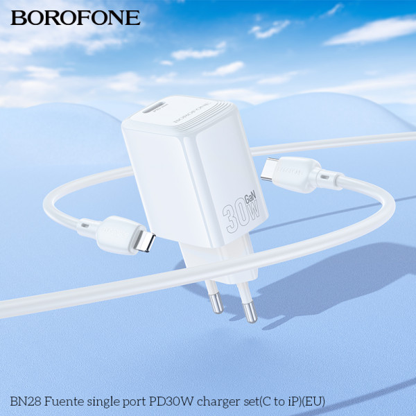 Мережевий зарядний пристрій BOROFONE BN28 Fuente single port PD30W charger (EU) White