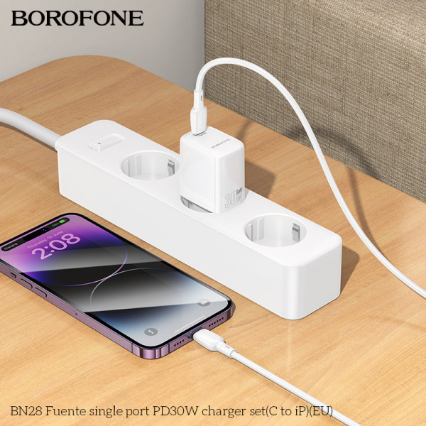 Мережевий зарядний пристрій BOROFONE BN28 Fuente single port PD30W charger (EU) White