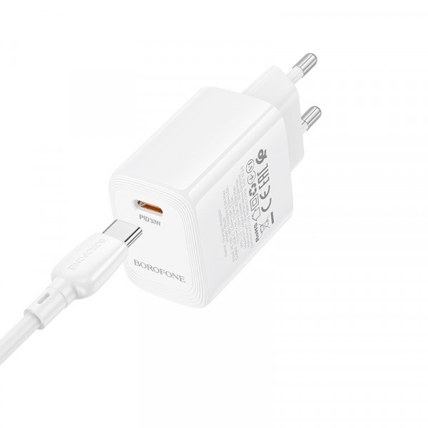 Мережевий зарядний пристрій BOROFONE BN28 Fuente single port PD30W charger (EU) White
