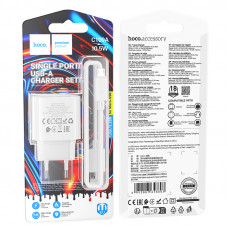 Мережевий зарядний пристрій HOCO C109A(10.5W) Fighter single port charger set(Micro) White (6942007656603)