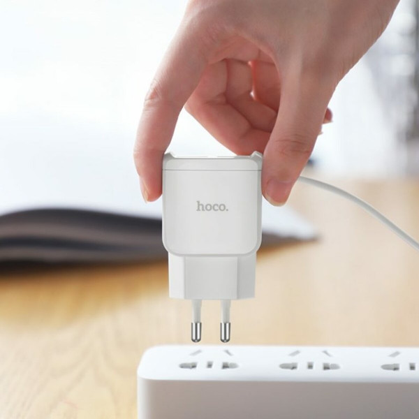 Мережевий зарядний пристрій HOCO C59A Mega joy double port charger for Micro 10.5W White