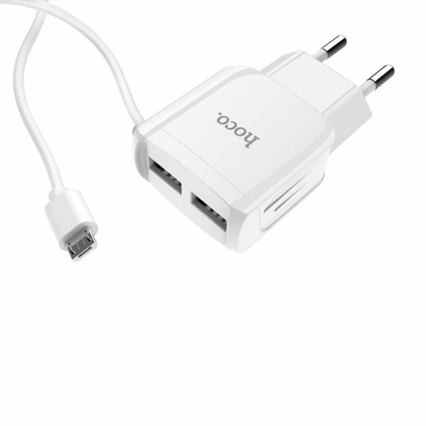 Мережевий зарядний пристрій HOCO C59A Mega joy double port charger for Micro 10.5W White