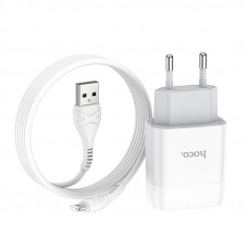 Мережевий зарядний пристрій HOCO C73A Glorious dual port charger set (iP)(EU) Білий