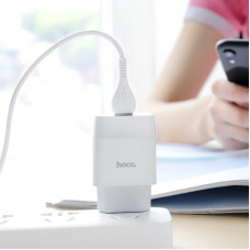 Мережевий зарядний пристрій HOCO C73A Glorious dual port charger set (iP)(EU) Білий
