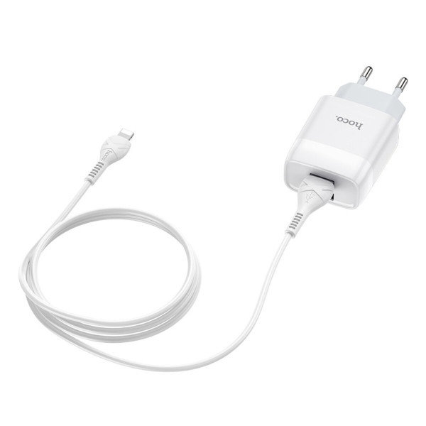 Мережевий зарядний пристрій HOCO C73A Glorious dual port charger set (iP)(EU) Білий