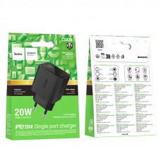 Мережевий зарядний пристрій HOCO CS82A Excellent single port PD20W charger with digital display(EU) Black (6942007664493)