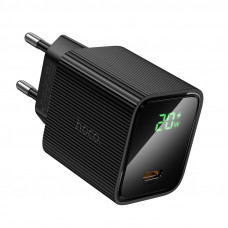 Мережевий зарядний пристрій HOCO CS82A Excellent single port PD20W charger with digital display(EU) Black (6942007664493)