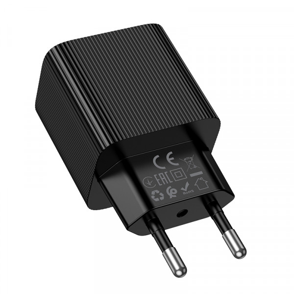 Мережевий зарядний пристрій HOCO CS82A Excellent single port PD20W charger with digital display(EU) Black (6942007664493)