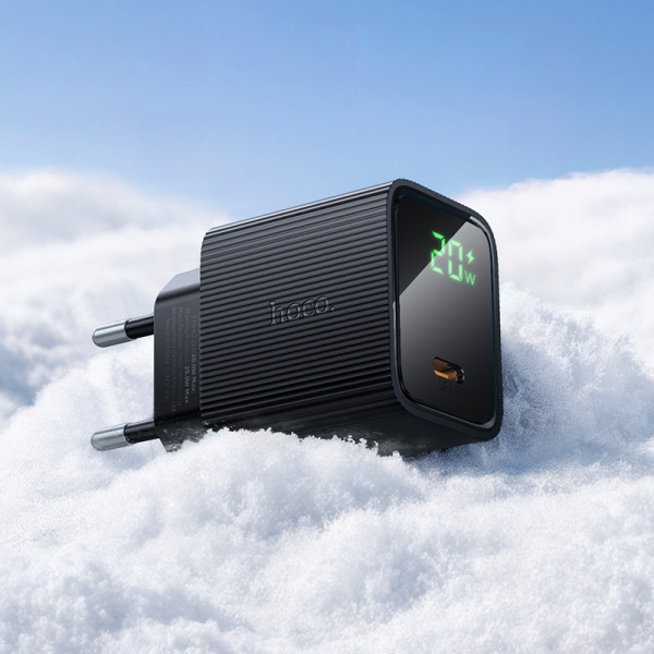 Мережевий зарядний пристрій HOCO CS82A Excellent single port PD20W charger with digital display(EU) Black (6942007664493)