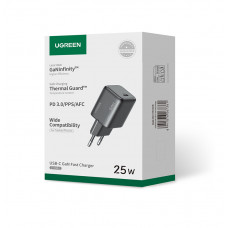 Мережевий зарядний пристрій UGREEN X517 25W USB-C GaN Fast Charger Black (UGR-65736)