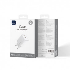 Мережевий зарядний пристрій WIWU Cube 67W 2C+A GaN Fast Charger Wi-G026 EU White (6977703656800)