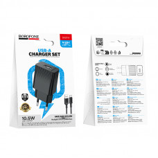 Мережевий зарядний пристрій з кабелем BOROFONE BAS71A Source single-port charger set(Type-C) Black (6941991122613)