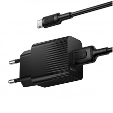 Мережевий зарядний пристрій з кабелем BOROFONE BAS71A Source single-port charger set(Type-C) Black (6941991122613)