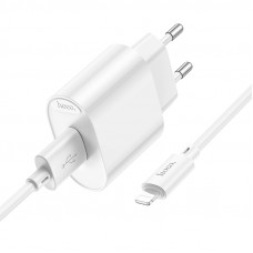 Мережевий зарядний пристрій з кабелем HOCO C109A(10.5W) Fighter single port charger set(iP) White (6942007656597)