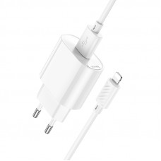 Мережевий зарядний пристрій з кабелем HOCO C109A(10.5W) Fighter single port charger set(iP) White (6942007656597)