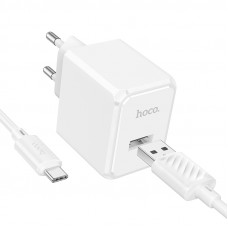 Мережевий зарядний пристрій з кабелем HOCO CS11A Ocean single port charger set(Type-C) White (6942007603614)