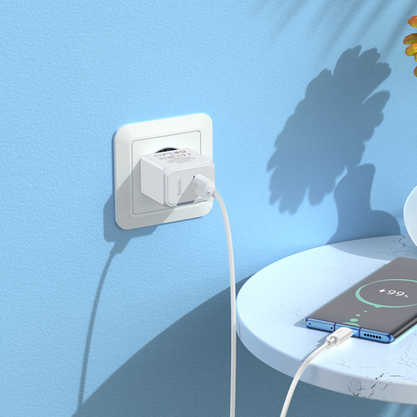 Мережевий зарядний пристрій з кабелем HOCO CS11A Ocean single port charger set(Type-C) White (6942007603614)