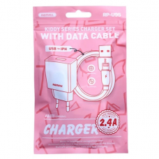 Мережевий зарядний пристрій з кабелем REMAX Kiddy Series 2.4A RP-Charger Set with Cable U95 IPH (6954851218180)