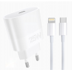 Мережевий зарядний пристрій з кабелем WUW-T86L PD 25W fast charger + USB C to lighting set (6972573338207)