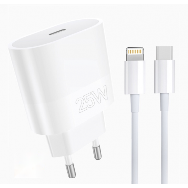 Мережевий зарядний пристрій з кабелем WUW-T86L PD 25W fast charger + USB C to lighting set (6972573338207)