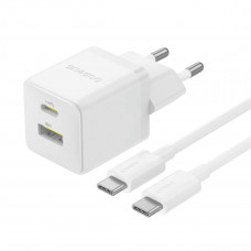 Мережевий зарядник пристрій Baseus Palm Fast Charger C+U 30W EU Moon Білий (with Baseus Mini Білий Cable USB-C to USB-C 60W (20V/3A) 1m Moon Білий)