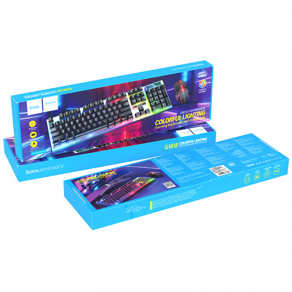 Миша + клавіатура HOCO GM18 Luminous gaming keyboard and mouse set Black (6931474783684)