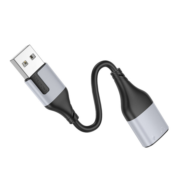 Перехідник BOROFONE BV19 Creator 2-in-1 external sound card for headset USB to 3.5mm Чорний