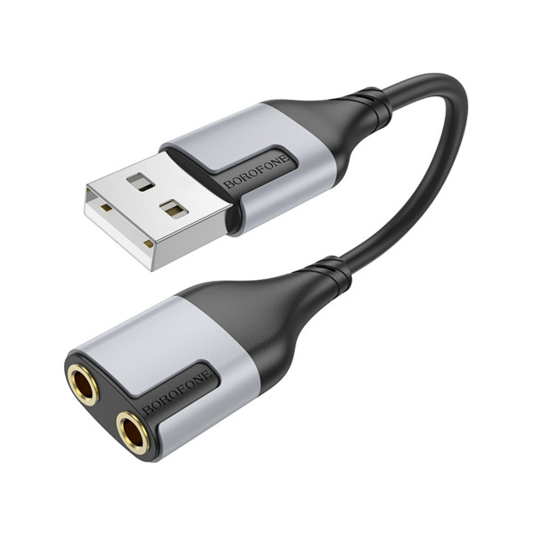 Перехідник BOROFONE BV19 Creator 2-in-1 external sound card for headset USB to 3.5mm Чорний