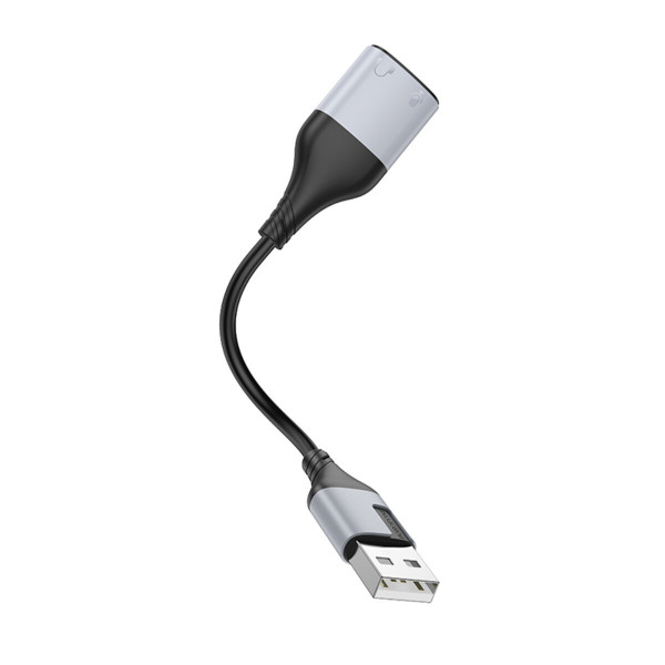 Перехідник BOROFONE BV19 Creator 2-in-1 external sound card for headset USB to 3.5mm Чорний