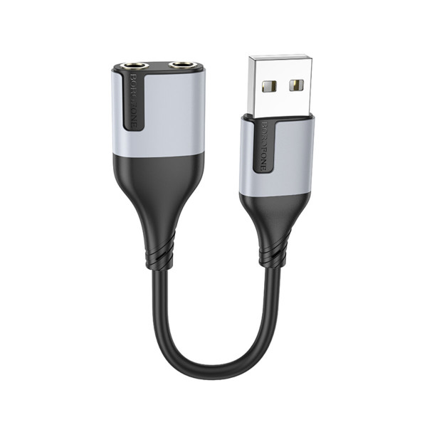 Перехідник BOROFONE BV19 Creator 2-in-1 external sound card for headset USB to 3.5mm Чорний