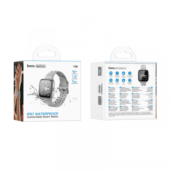 Смарт-годинник HOCO Y36 43mm. 200 mAh. IP67 Smart watch(call version) Silver (6942007667593)