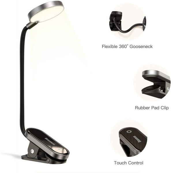 Світильник Baseus Comfort Reading Mini Clip Lamp Dark Gray