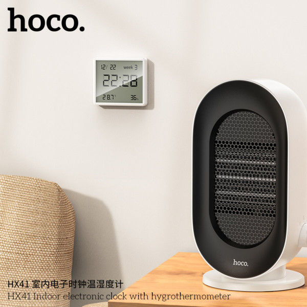 Термогігрометр HOCO HX41 Indoor electronic clock with hygrothermometer White