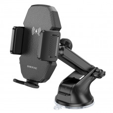 Тримач для мобiльного з БЗП BOROFONE BH214 Adelante wireless fast charging car holder(center console) Чорний