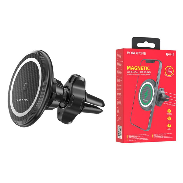 Тримач для мобiльного з БЗП BOROFONE BH45 Mobile magnetic wireless charging car holder