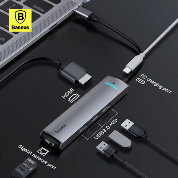 USB-хаб Baseus mechanical eye Six-in-one smart HUB docking station (Type-C to PD of HDMIUSB3.03RJ45