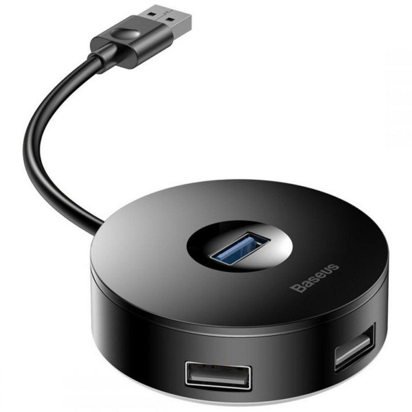 USB-хаб Baseus round box HUB adapter （USB3.0 to USB3.0*1+USB2.0*3）Чорний