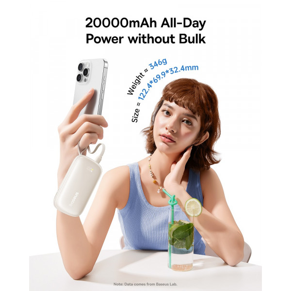 Зовнішній акумулятор Baseus EnerFill FC21 Qpow 3 Ultra Digital Display Power Bank with Detachable Cable 20000mAh 22.5W Cosmic Black (E0027M00)