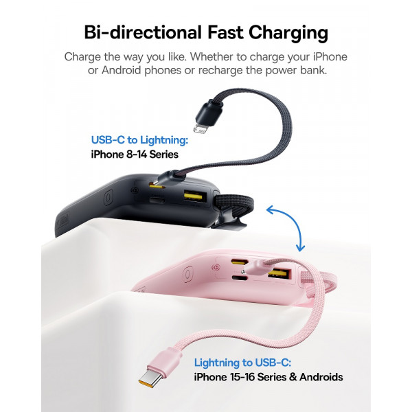 Зовнішній акумулятор Baseus EnerFill FC21 Qpow 3 Ultra Digital Display Power Bank with Detachable Cable 20000mAh 22.5W Cosmic Black (E0027M00)