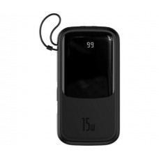Зовнішній акумулятор Baseus Qpow Digital Display Power Bank 20000mAh 15W Чорний (With IP Cable) Чорний