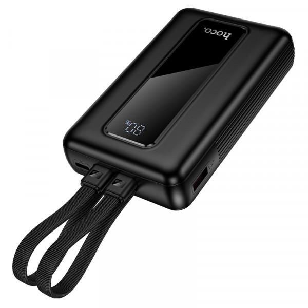 Зовнішній акумулятор HOCO J162A Full power 22.5W+PD20W fully compatible power bank with two cables(20000mAh) Black (6942007663083)