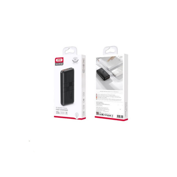 Зовнішній акумулятор XO PR188 fast charge light display PD20W+QC22.5W 20000mAh Black