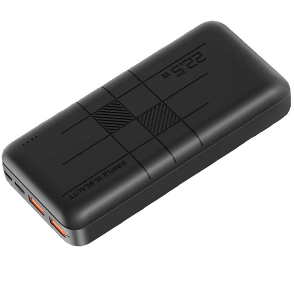 Зовнішній акумулятор XO PR188 fast charge light display PD20W+QC22.5W 20000mAh Black