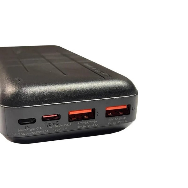 Зовнішній акумулятор XO PR188 fast charge light display PD20W+QC22.5W 20000mAh Black