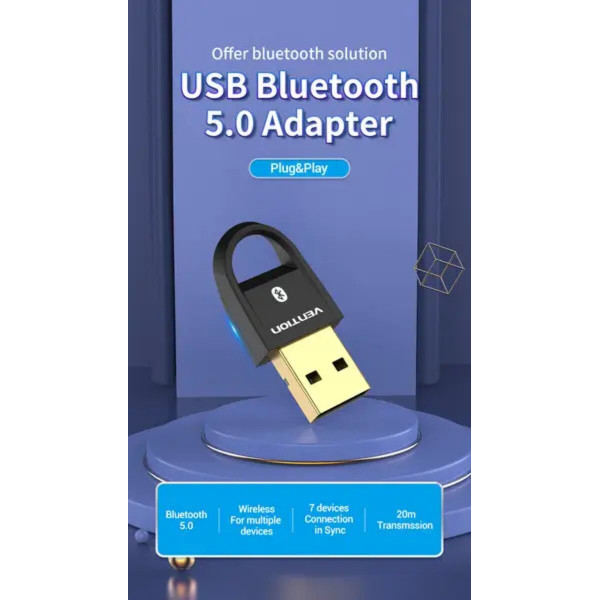 Адаптер Vention USB Bluetooth5.0 Adapter Black (CDSB0)