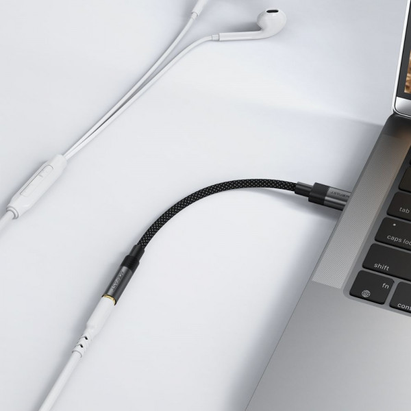 Аудіокабель ACEFAST J12 USB-C to 3.5mm audio converter Black (6974316285281)