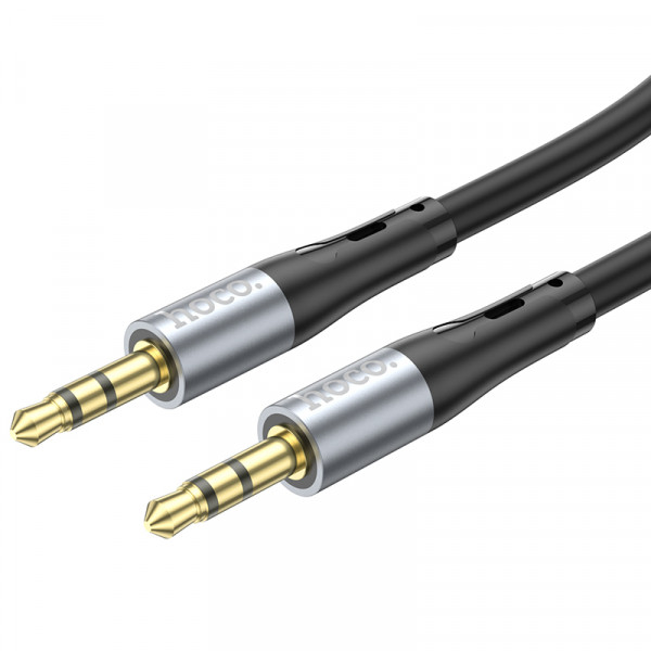Аудіокабель HOCO UPA22 3.5mm male to 3.5mm male, silicone, 1m, Black (6931474769459)
