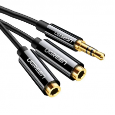 Аудіокабель UGREEN AV134 3.5mm Male to 2 Female Audio Cable 20cm (Black) (UGR-20816) (UGR-20816)