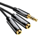 Аудіокабель UGREEN AV134 3.5mm Male to 2 Female Audio Cable 20cm (Black) (UGR-20816) (UGR-20816)